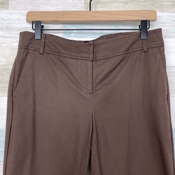 Cynthia Rowley Ankle Crop Trouser Pants Brown Mid Rise Cuffed Casual Womens 4 - Picture 2 of 7